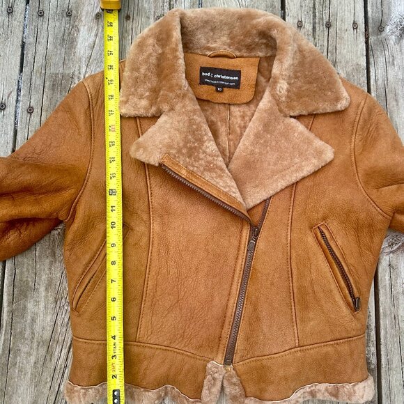 100% Sheepskin Bomber Suede Jacket Shearling REAL - Picture 7 of 7
